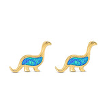 Dinosaur Stud Earring Created Opal Solid 925 Sterling Silver (9mm)