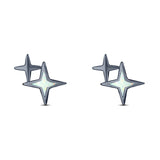 North Star Stud Earring Created Opal Solid 925 Sterling Silver (10mm)