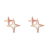 North Star Stud Earring Created Opal Solid 925 Sterling Silver (10mm)