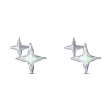 North Star Stud Earring Created Opal Solid 925 Sterling Silver (10mm)