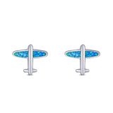 Airplane Earrings Lab Opal Solid 925 Sterling Silver (8.7mm)