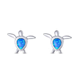 Turtle Earrings Opal Solid 925 Sterling Silver (8.5mm)