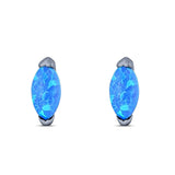 Marquise Stud Earring Created Opal Solid 925 Sterling Silver (5.5mm)