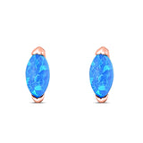 Marquise Stud Earring Created Opal Solid 925 Sterling Silver (5.5mm)