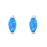 Marquise Stud Earring Created Opal Solid 925 Sterling Silver (5.5mm)