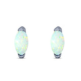 Marquise Stud Earring Created Opal Solid 925 Sterling Silver (5.5mm)