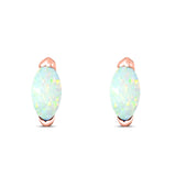 Marquise Stud Earring Created Opal Solid 925 Sterling Silver (5.5mm)