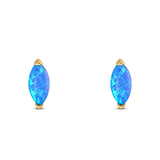 Art Deco Marquise Created Opal Solid 925 Sterling Silver (6.5mm)