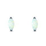 Art Deco Marquise Created Opal Solid 925 Sterling Silver (6.5mm)