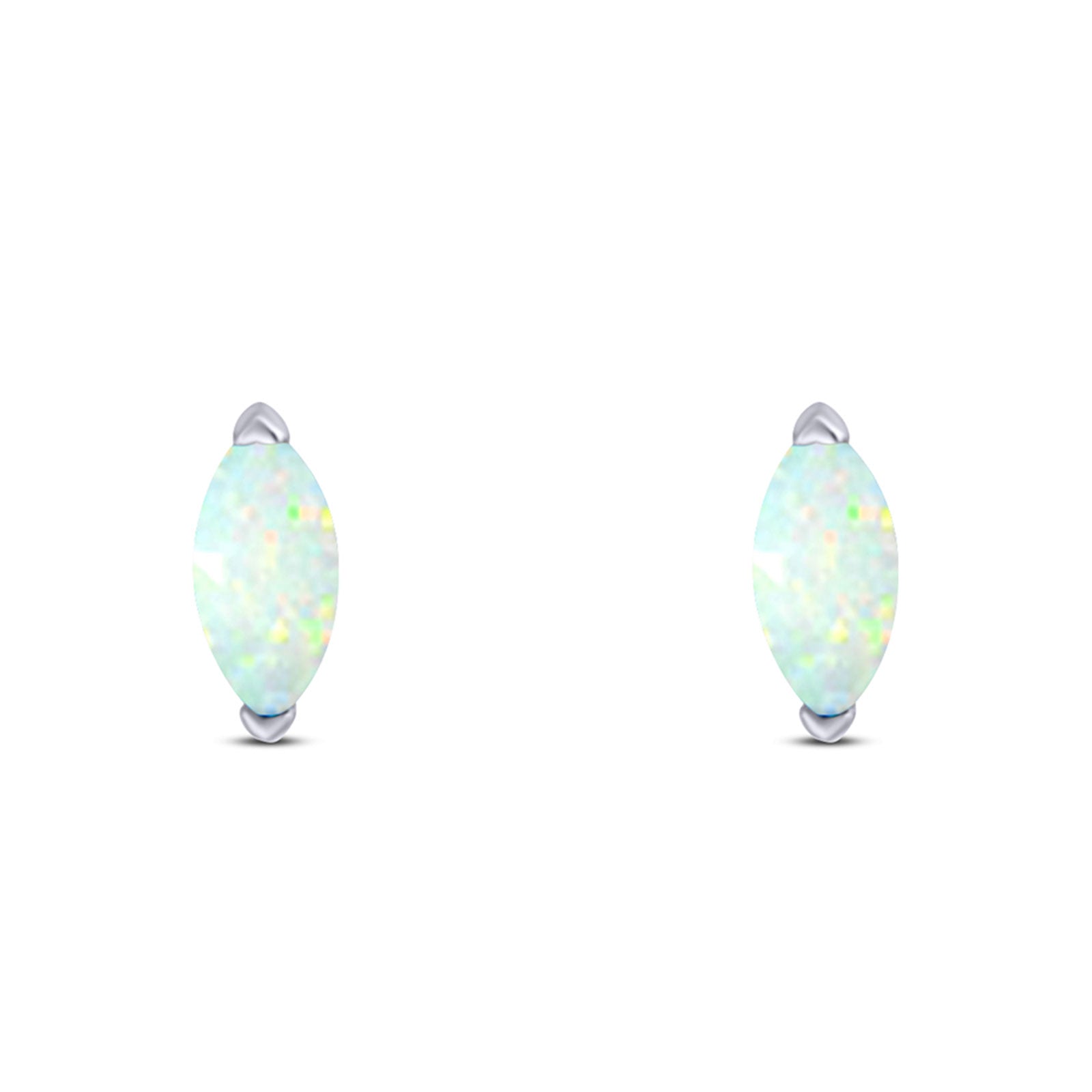 Art Deco Marquise Created Opal Solid 925 Sterling Silver (6.5mm)