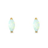 Art Deco Marquise Created Opal Solid 925 Sterling Silver (6.5mm)