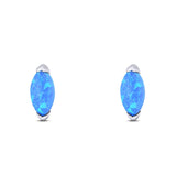 Art Deco Marquise Created Opal Solid 925 Sterling Silver (8.7mm)