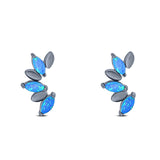 Art Deco Marquise New Style Stud Earring Created Opal Solid 925 Sterling Silver (11.6mm)