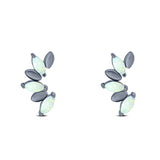 Art Deco Marquise New Style Stud Earring Created Opal Solid 925 Sterling Silver (11.6mm)
