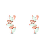 Art Deco Marquise New Style Stud Earring Created Opal Solid 925 Sterling Silver (11.6mm)