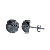 Half Ball Design Diamond Cut Stud Earrings 925 Sterling Silver (10mm)