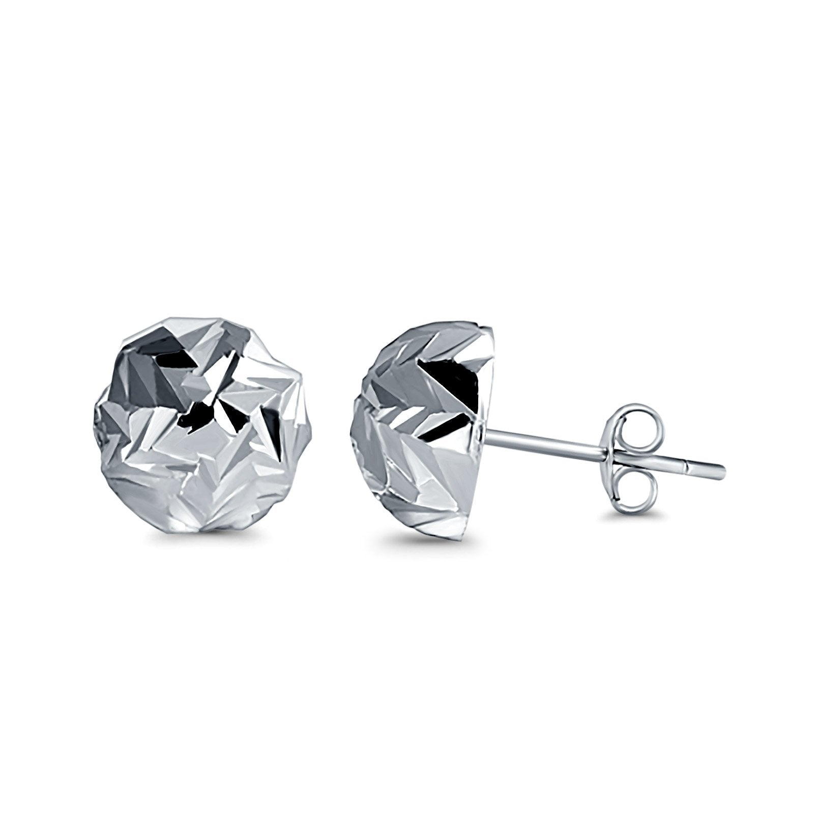 Sterling silver half best sale ball stud earrings