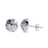 Half Ball Design Diamond Cut Stud Earrings 925 Sterling Silver (10mm)