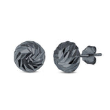 Stud Earrings Half Ball Hand Finish Design 925 Sterling Silver (8mm)
