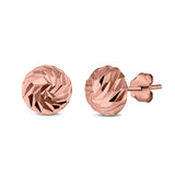 Stud Earrings Half Ball Hand Finish Design 925 Sterling Silver (8mm)