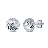 Stud Earrings Half Ball Hand Finish Design 925 Sterling Silver (8mm)
