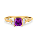 Art Deco Princess Cut Wedding Engagement Bridal Ring Baguette Round Simulated Cubic Zirconia 925 Sterling Silver