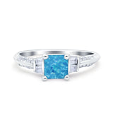 Art Deco Princess Cut Wedding Engagement Bridal Ring Baguette Round Simulated Cubic Zirconia 925 Sterling Silver