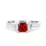 Art Deco Princess Cut Wedding Engagement Bridal Ring Baguette Round Simulated Cubic Zirconia 925 Sterling Silver