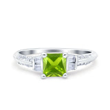 Art Deco Princess Cut Wedding Engagement Bridal Ring Baguette Round Simulated Cubic Zirconia 925 Sterling Silver