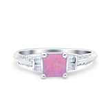 Art Deco Princess Cut Wedding Engagement Bridal Ring Baguette Round Simulated Cubic Zirconia 925 Sterling Silver