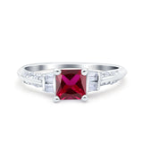 Art Deco Princess Cut Wedding Engagement Bridal Ring Baguette Round Simulated Cubic Zirconia 925 Sterling Silver