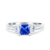 Art Deco Princess Cut Wedding Engagement Bridal Ring Baguette Round Simulated Cubic Zirconia 925 Sterling Silver