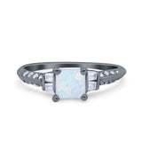 Art Deco Princess Cut Wedding Engagement Bridal Ring Baguette Round Simulated Cubic Zirconia 925 Sterling Silver