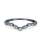 Curved Art Deco 4mm Band Ring Round Eternity Simulated CZ 925 Sterling Silver