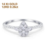 14K Gold 0.26ct Pear 8.2mm G SI Diamond Engagement Wedding Solitaire Promise Ring