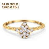 14K Gold 0.26ct Pear 8.2mm G SI Diamond Engagement Wedding Solitaire Promise Ring