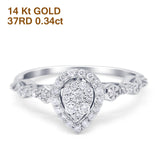 14K Gold 0.34ct Pear 10mm G SI Diamond Engagement Wedding Ring