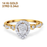 14K Gold 0.34ct Pear 10mm G SI Diamond Engagement Wedding Ring