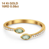 14K Gold 0.21ct 2 Marquise Shape 6.5mm G SI Diamond Engagement Wedding Ring