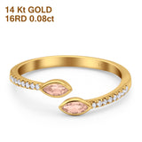 14K Gold 0.21ct 2 Marquise Shape 6.5mm G SI Diamond Engagement Wedding Ring