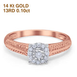 14K Gold 0.1ct Round 6.5mm G SI Diamond Solitaire Engagement Wedding Ring