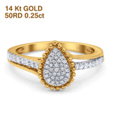 14K Gold 0.25ct Pear Shape 10mm G SI Diamond Engagement Wedding Ring