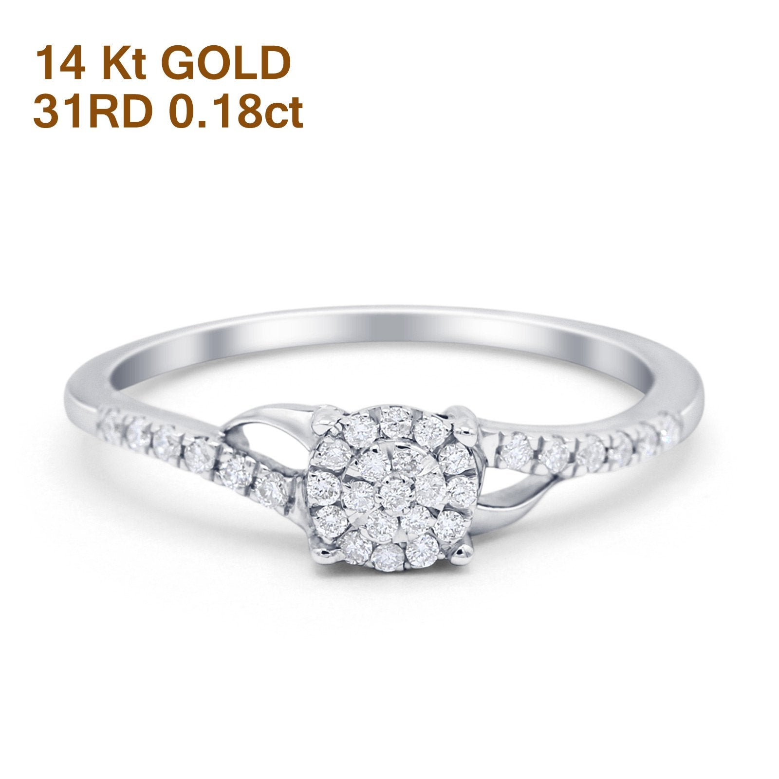 14K Gold 0.18ct Round 5.5mm G SI Diamond Engagement Wedding Ring