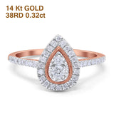 14K Gold 0.32ct Round 11mm G SI Diamond Engagement Wedding Ring