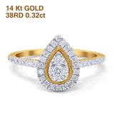 14K Gold 0.32ct Round 11mm G SI Diamond Engagement Wedding Ring