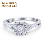 14K Gold 0.24ct Square Shaped Twisted Prong 7.5mm G SI Diamond Engagement Wedding Ring