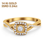 14K Gold 0.24ct Square Shaped Twisted Prong 7.5mm G SI Diamond Engagement Wedding Ring