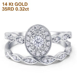 14K Gold 0.32ct Oval Shape 10mm G SI Diamond Engagement Bridal Set Wedding Ring