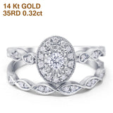 14K Gold 0.32ct Oval Shape 10mm G SI Diamond Engagement Bridal Set Wedding Ring