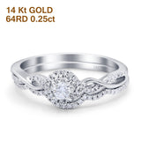 14K Gold 0.25ct Round 6mm G SI Diamond Engagement Solitaire Bridal Set Wedding Ring